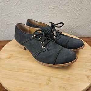 EILEEN FISHER Blue Suede Leather Lace Up Oxford Shoes Womens Size 7